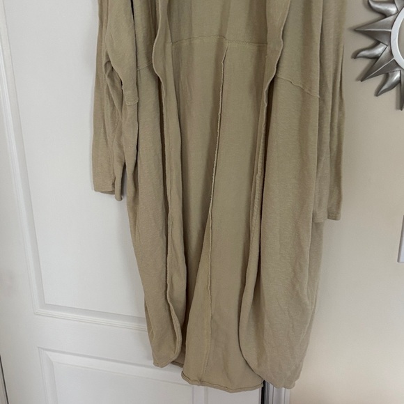 Free People Beach Ladies Light Tan/Green Long Cardigan-S - Picture 4 of 11